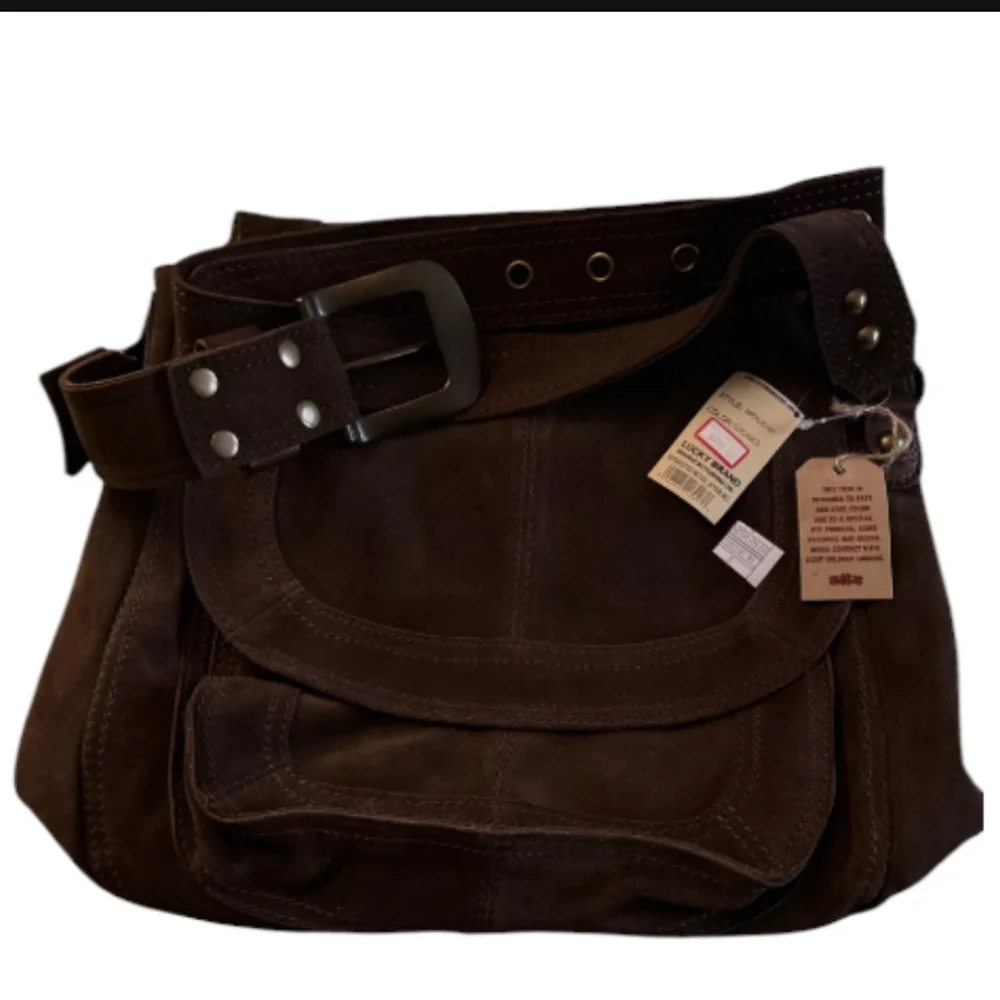Vintage Y2K Lucky Brand Chocolate Brown Suede Messenger Bag …